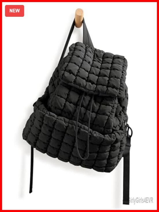 Lightweight Quilted Puffer Backpack with Drawstring Closure